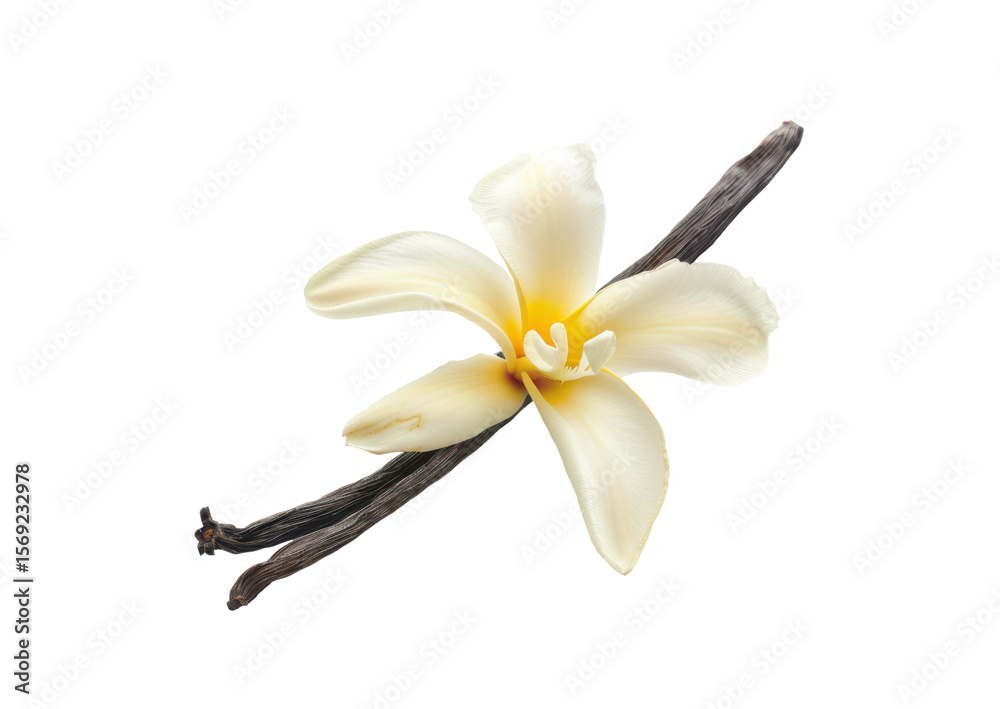 Obraz premium white aromatic vanilla flower isolated on white or transparent png