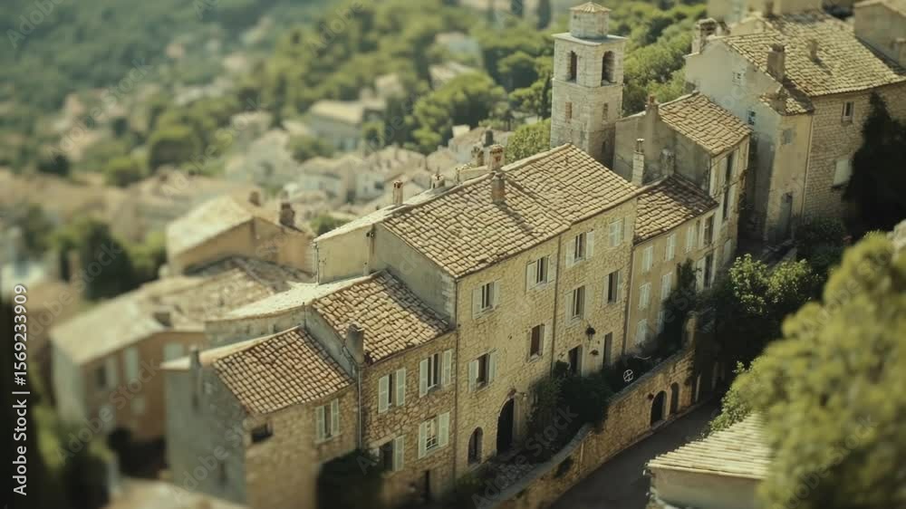Aerial view of a building featuring a clock tower, suitable for urban or architectural backgrounds