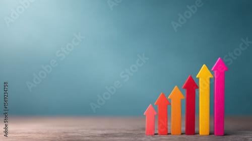 Effective Cash Flow Management for Financial Stability, Colorful arrows depict growth against a blurred background, symbolizing progress and success.