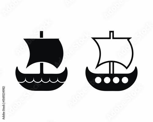 Viking ship icon silhouette vector illustration