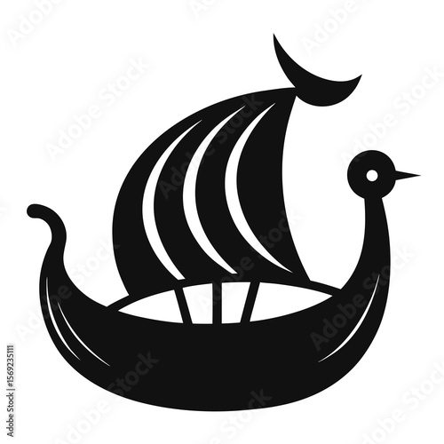 Viking ship silhouette vector illustration