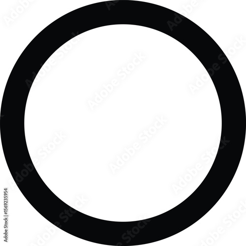 A bold black ring silhouette symbolizing unity and completeness isolated on white background