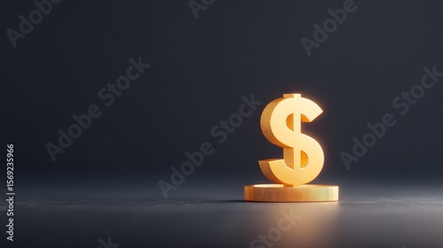Effective Cash Flow Management for Financial Stability, A glowing dollar sign sits on a dark surface, symbolizing wealth and finance.