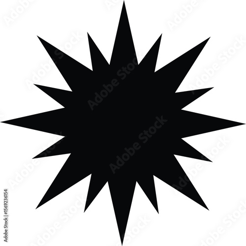 Sharp starburst silhouette explosion shape isolated on white background. EPS-10.