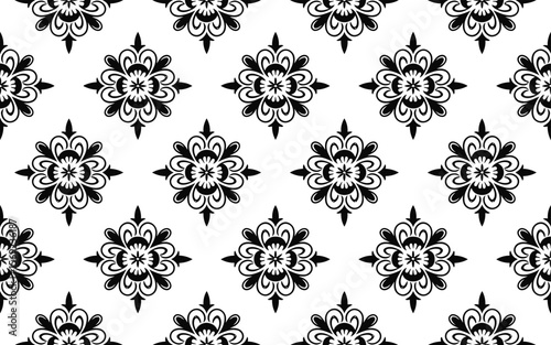 Black and White Floral Pattern on White Background