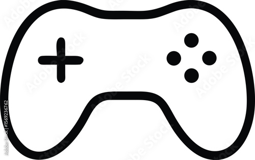 Simple black outline of a video game controller with a plus and four dots