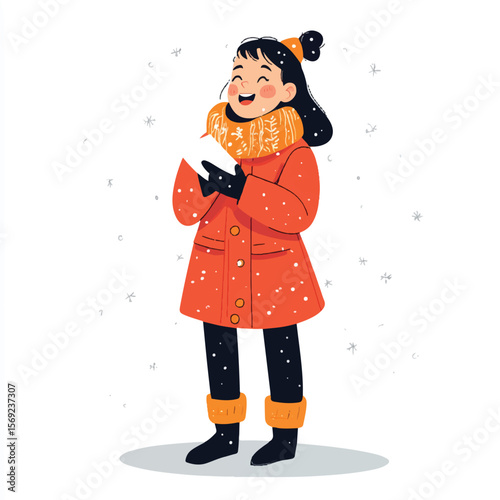 a girl caroling in warm coats