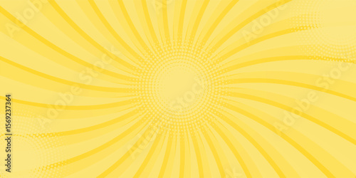 Yellow abstract background with light of sunburst. yellow starburst with halftone. sun ray retro background with flash eps.10