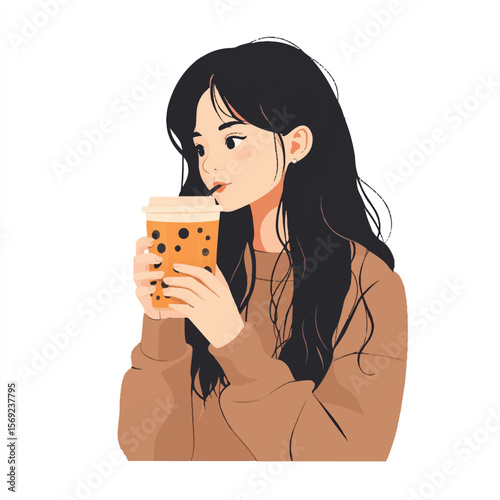 a girl drinking bubble tea