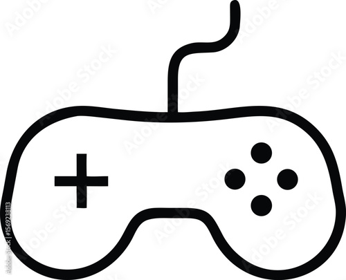 Simple black outline of a video game controller with a directional pad and buttons