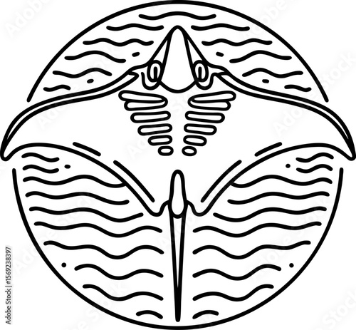 Manta ray illustration majestic aquatic animal in ocean, marine wildlife, underwater life, line art design
