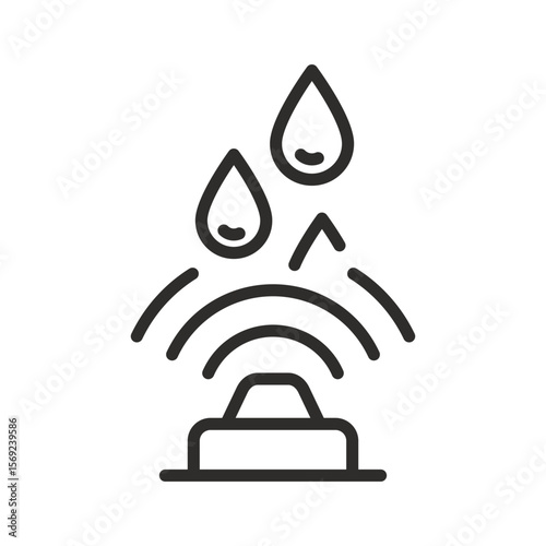 rain sensor icon, water leak sensor, smart technologies, linear vector illustration, simple symbols