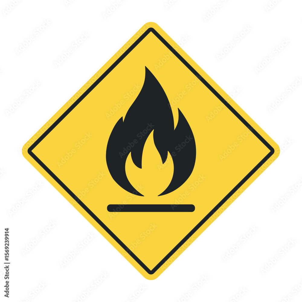 Fire warning sign flat vector Fire warning sign flat vector