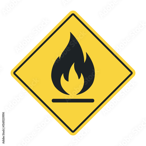 Fire warning sign flat vector