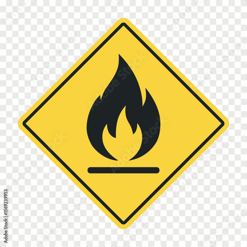 Fire warning sign flat vector