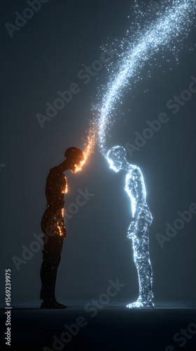 Exploring enlightenment dynamic energy exchange of digital figures in an abstract realm