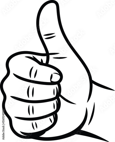 Hand gesture of approval with a thumbs up silhouette vector isolated on white background
