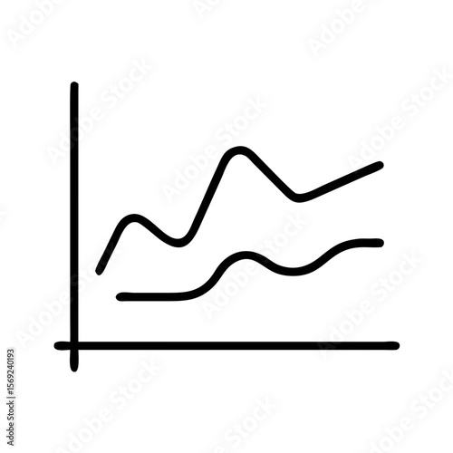 Minimalist fluctuating line graph icon on white background