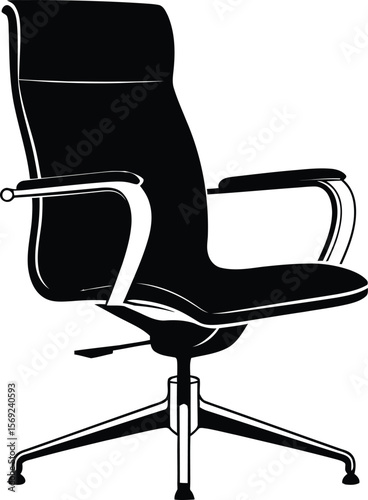 Modern Office Chair - Black Ergonomic Vector Illustration