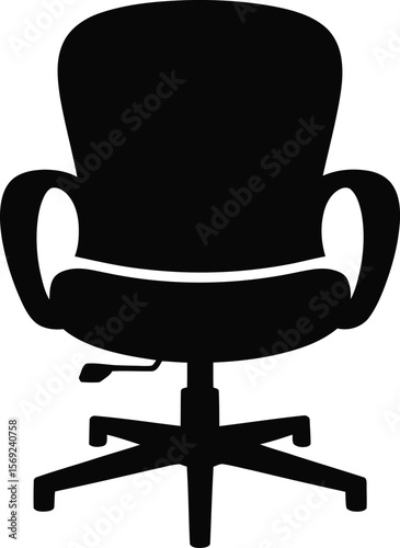 Office Chair Icon Vector  Black Silhouette Illustration