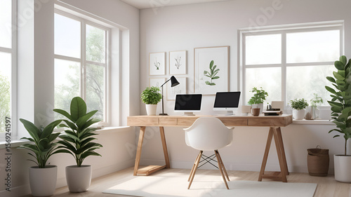 Remote Work Series - Professional Home Office with Apple Computer and Ergonomic Chair  