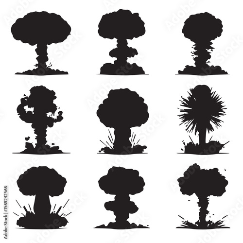 bomb silhouette set, Black & White silhouette set