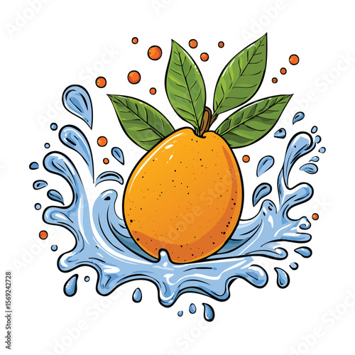Loquat splash Colorful Vector in Adorable Comic Style with Expressive Lines.