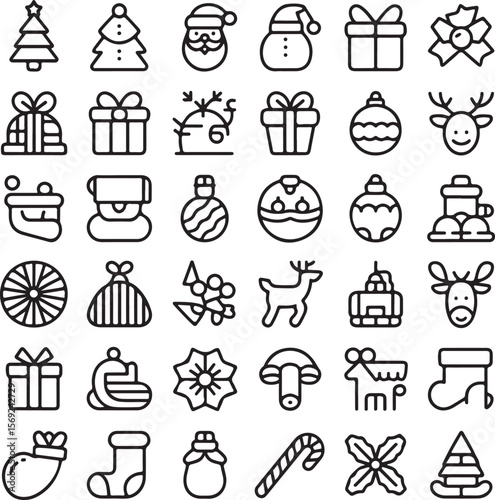 Christmas Icons A Collection of Festive Line Art Graphics