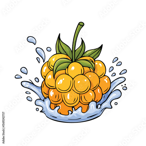 Cloudberry splash Colorful Vector in Adorable Comic Style with Expressive Lines.