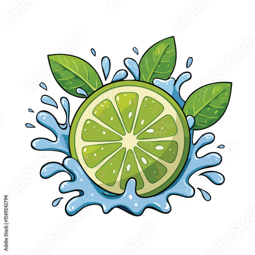 Caimito splash Colorful Vector in Adorable Comic Style with Expressive Lines.