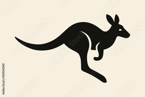 Side‑view kangaroo silhouette in dark minimal style.