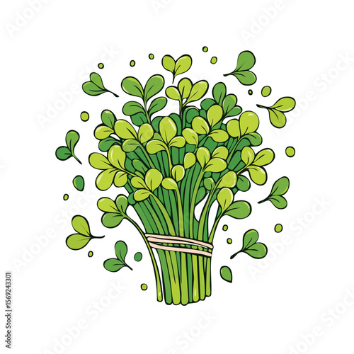 Cress splash Colorful Vector in Adorable Comic Style with Expressive Lines.
