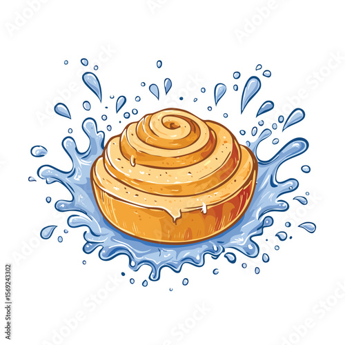 Brioche splash Colorful Vector in Adorable Comic Style with Expressive Lines..