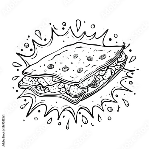 Lavash splash Colorful Vector in Adorable Comic Style with Expressive Lines..