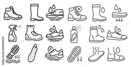 Series of shoe care tips are shown in a line drawing style. The tips include using shoe polish, cleaning with a brush, and using a shoe tree to maintain the shape of the shoe