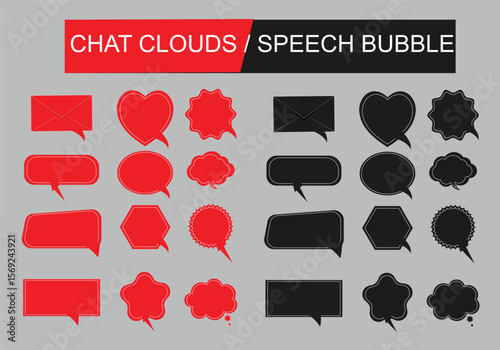 Black and colourful chat clouds or speech Bubble Icons Set vector illustration design.