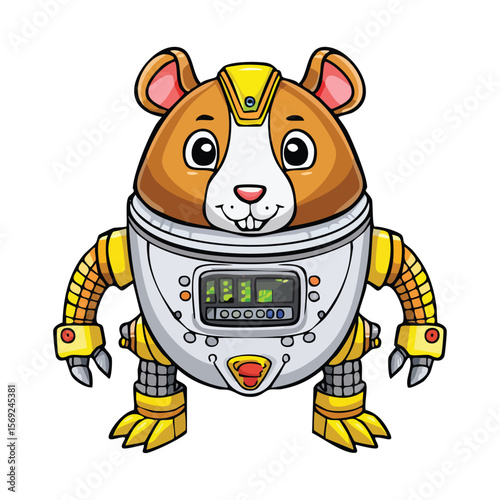 Guinea Pig Robot vector illustration in hand-drawn sketch style with minimalist detail