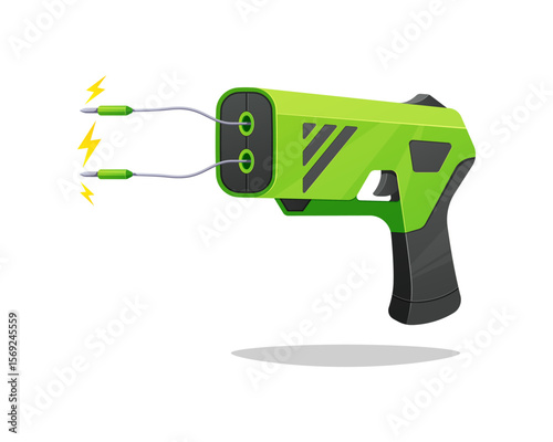 Green taser stun gun vector isolated on white background.