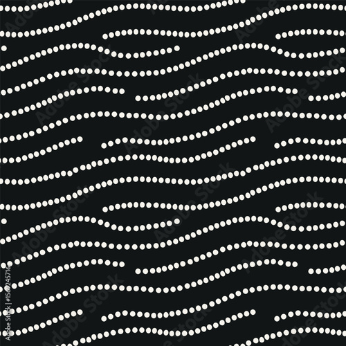 Vector seamless pattern. Dotted stylish background. Smooth dotted waves. Modern surface design. Monochrome dotted swatch.