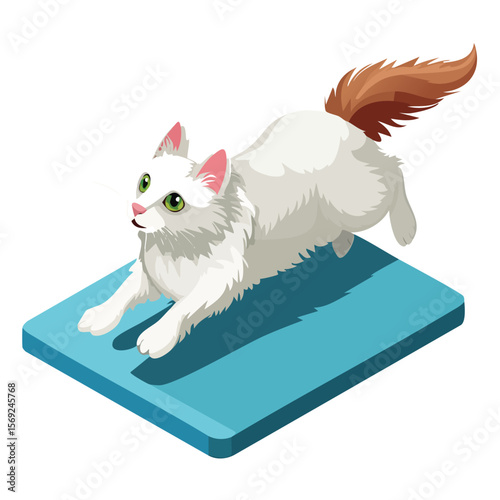 Turkish Angora jump isometric vector illustration with clean geometry and modern design