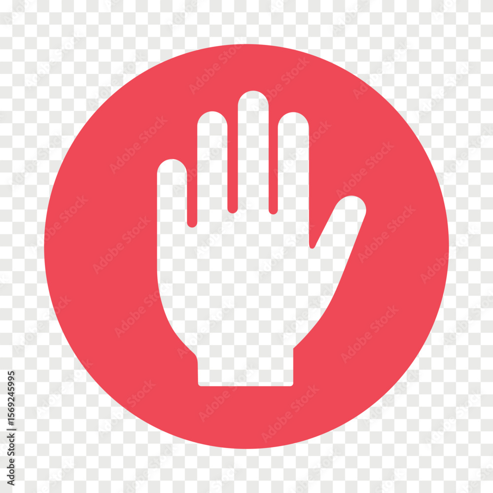 Obraz premium Hand stop gesture flat vector icon