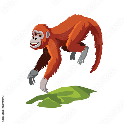 Orangutan jump isometric vector illustration with clean geometry and modern design