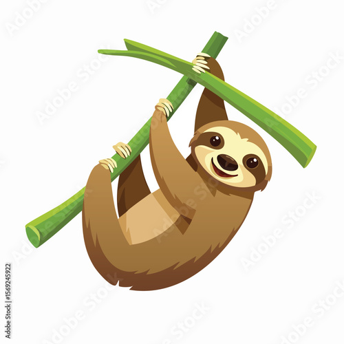 Sloth jump isometric vector illustration with clean geometry and modern design