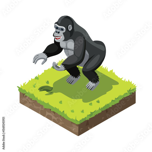 Gorilla jump isometric vector illustration with clean geometry and modern design
