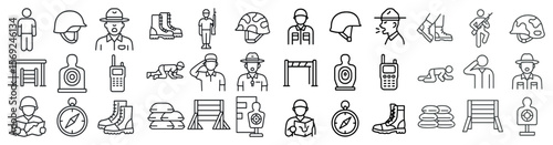 Collection of icons depicting various professions and activities. The icons include a firefighter, a police officer, a construction worker, a soldier, a doctor, a teacher, a chef, a musician