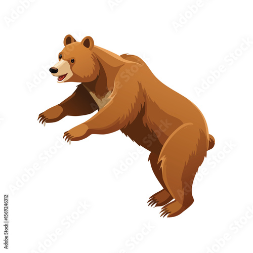 Brown Bear jump isometric vector illustration with clean geometry and modern design