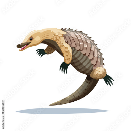 Pangolin jump isometric vector illustration with clean geometry and modern design