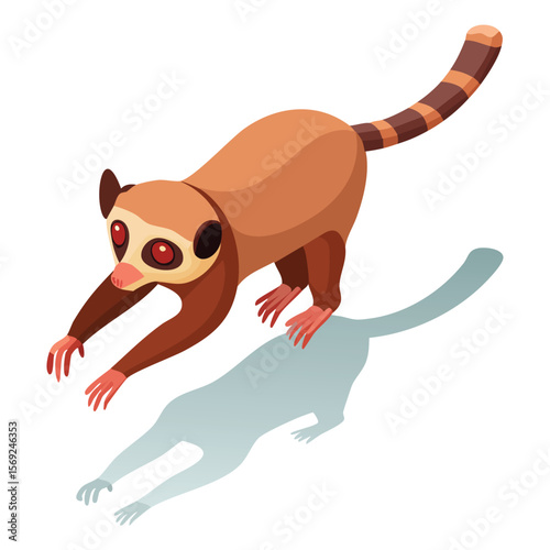 Tarsier jump isometric vector illustration with clean geometry and modern design