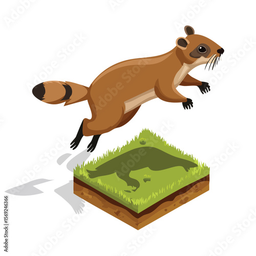 Hyrax jump isometric vector illustration with clean geometry and modern design