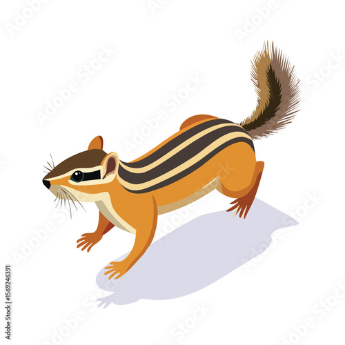 Chipmunk jump isometric vector illustration with clean geometry and modern design